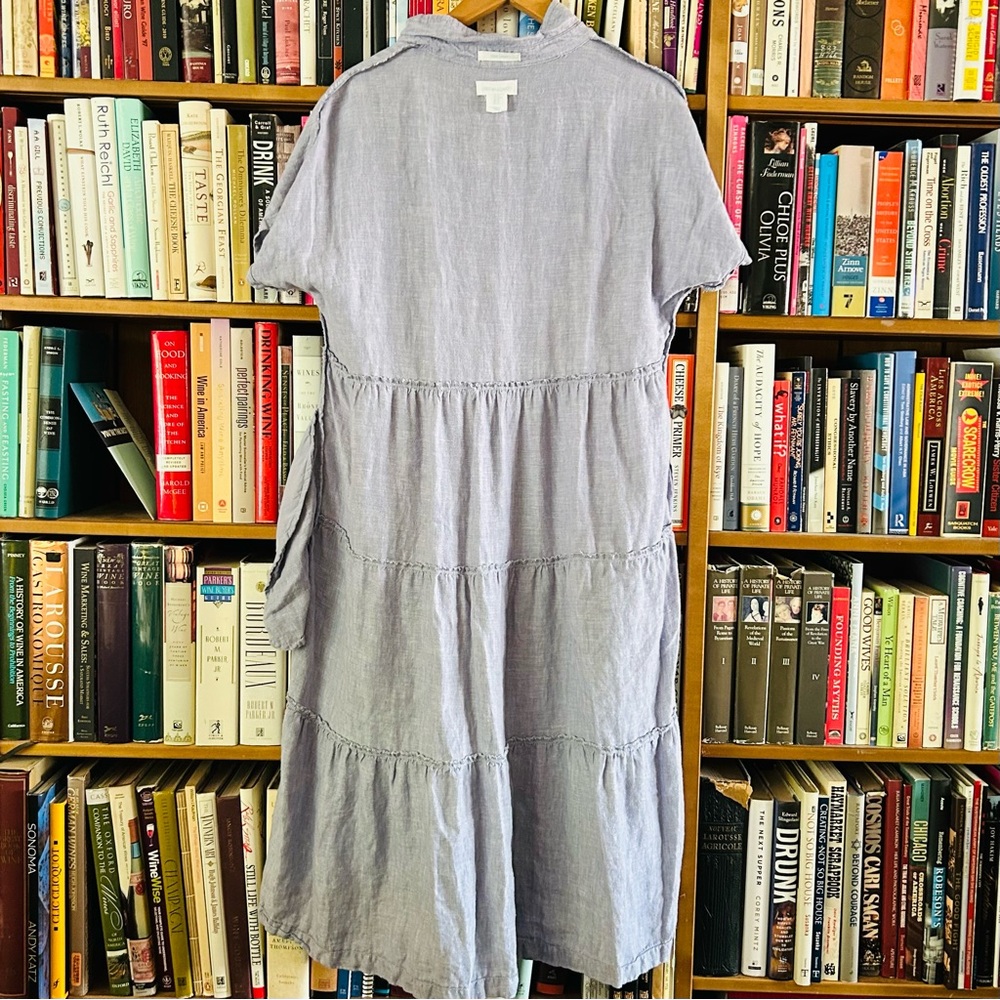 Cynthia Rowley 100% Linen Lavender Tiered A-line Button Down Shirt Dress, size M - Picture 6 of 10